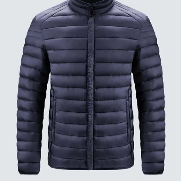 Navy Blue Mens Puffer Coat - Picture 2 of 6